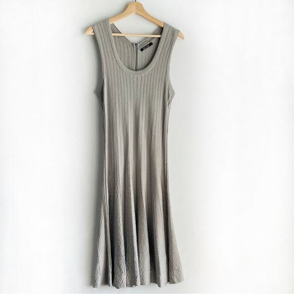 Nic + Zoe stretch knit sweater dress with back zipper sleeveless grey size L - Picture 1 of 8